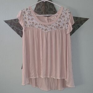 POL Blush Floral Lace Blouse